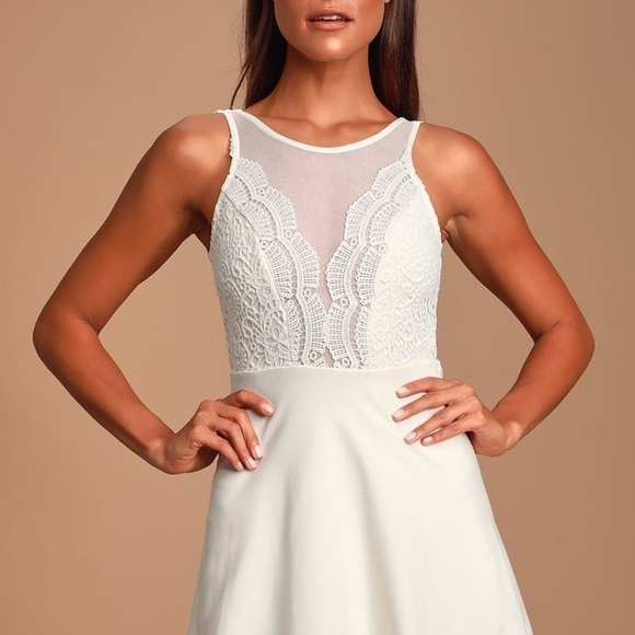 Lulu’s “Miracle Worker” Backless Lace Skater Dress - Picture 3 of 16